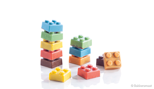 Chocolade lego blokjes in box melk